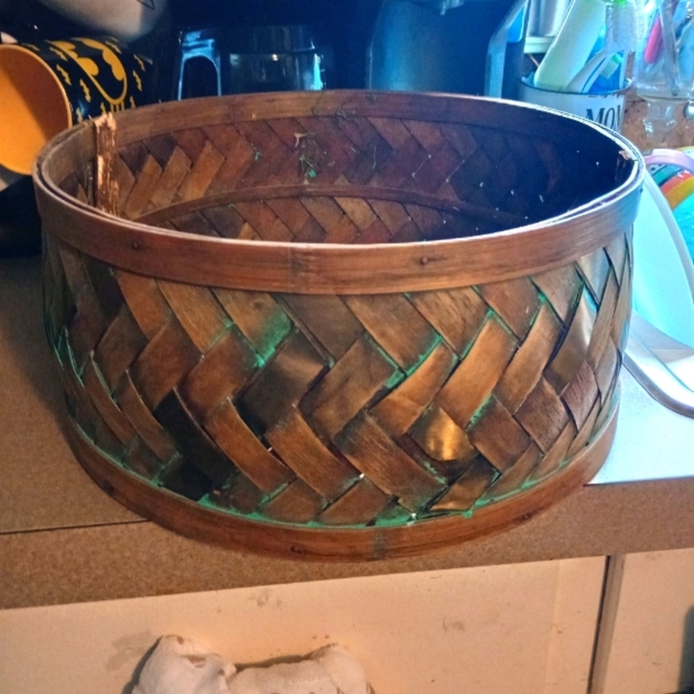 Woven Basket with Green Accents